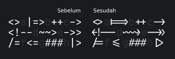 Ligatur pada Jetbrains mono