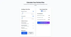 Interactive Pricing Calculator Using Tailwind UI